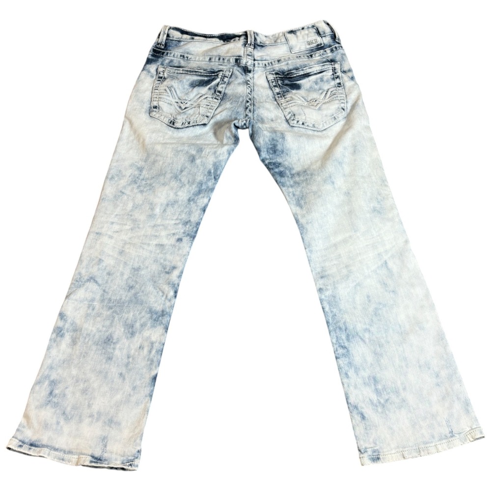 BKE Buckle‎ Carter Jeans Men 33x30 Blue Denim Acid Wash Fade Straight Distressed - Picture 2 of 6